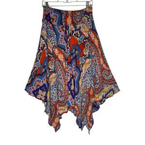 Vintage Lola P. Skirt Colorful Handkerchief Hem Sz M Y2K, Festival, Boho, Indie